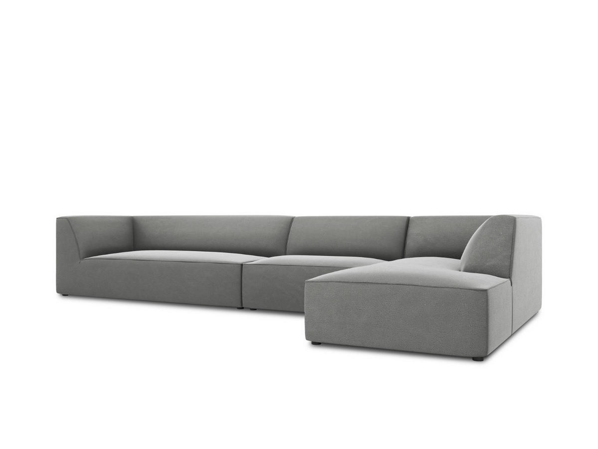ECKSOFA rechts Ruby aus Samt grau 5 Sitzplätze - Grau, Textil (180/366cm) - Micadoni