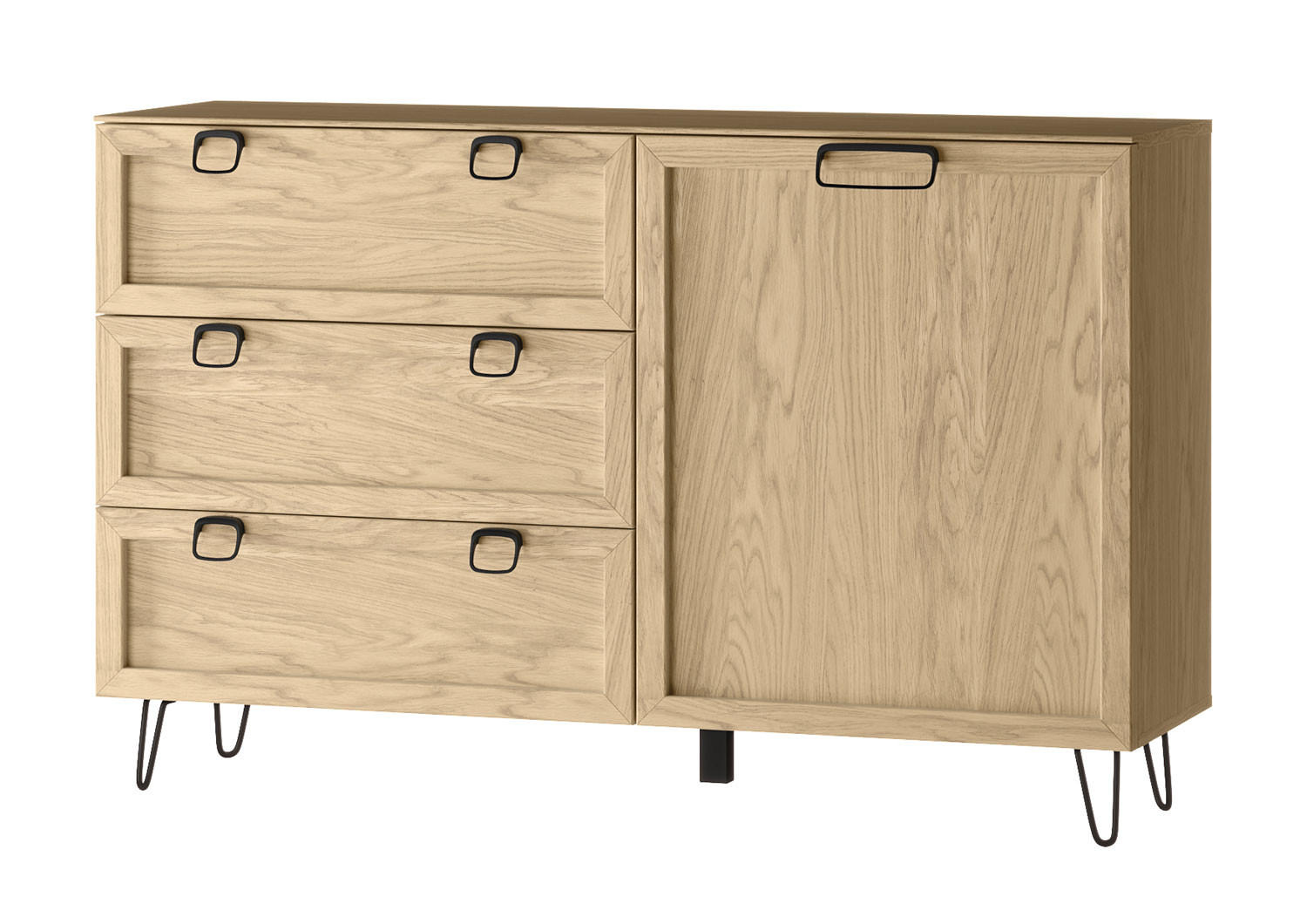KOMMODE Limbo Eiche Artisan 140 / 42 / 89cm - Eiche Artisan/Braun, Holz/Metall (140/89/42cm) - Feldmann-Wohnen