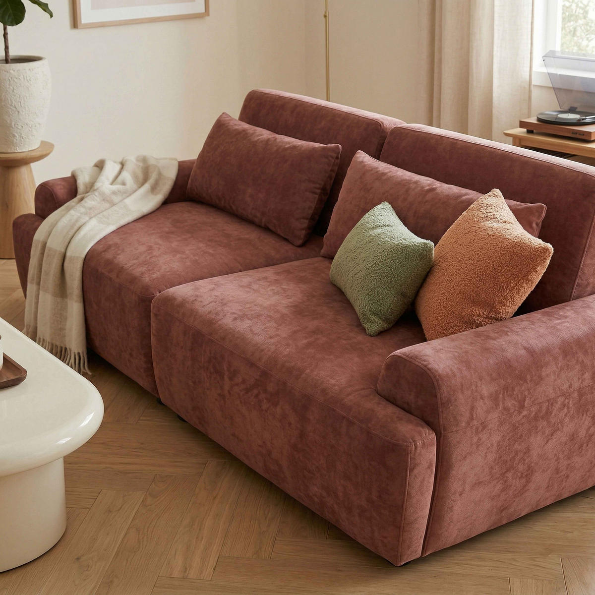 SOFA 2-Sitzer, Rot - Rot, Textil (218/82/109cm) - Oviala