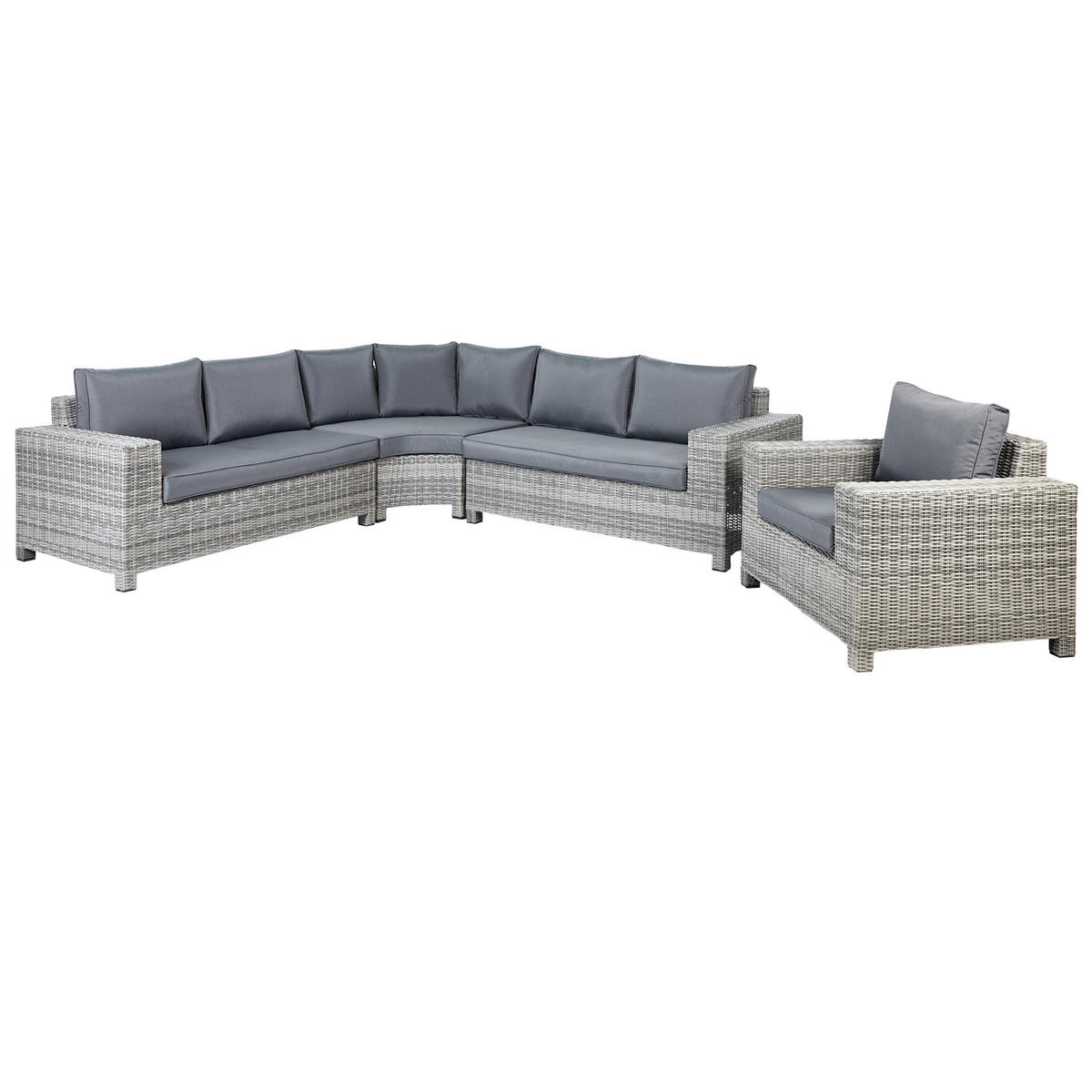 LOUNGE-SET 9-Sitzer Symmetrisch grau Teglio - Taupe, Kunststoff - Beliani