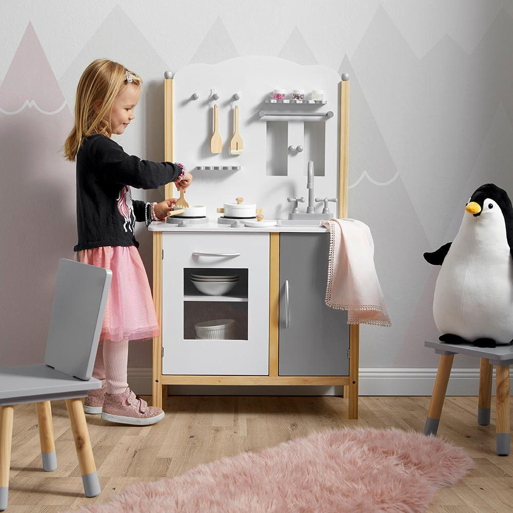 KINDERKÜCHE Molly Grau/Weiß Echtholz/MDF - Grau, Holz (60/30cm)