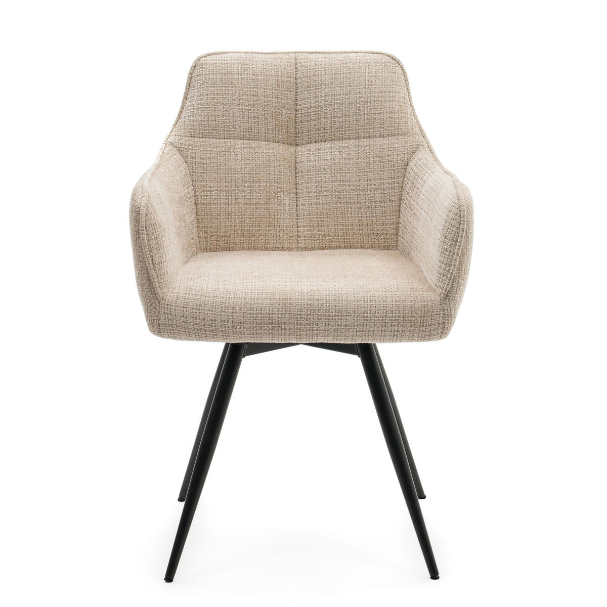 STUHL QUATTRO drehbar gepolsterter mit Steppung - hellbeige - Chenille - Ecru/Beige, Textil/Metall (58/86/60cm) - NEW HOME