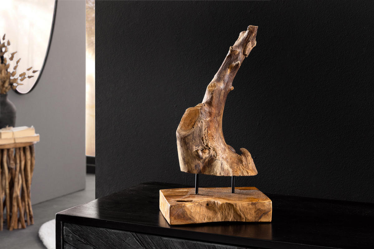 DEKOFIGUR FLAME Teakholz Natur 40 cm - Braun, Holz (20/40/15cm) - riess-ambiente