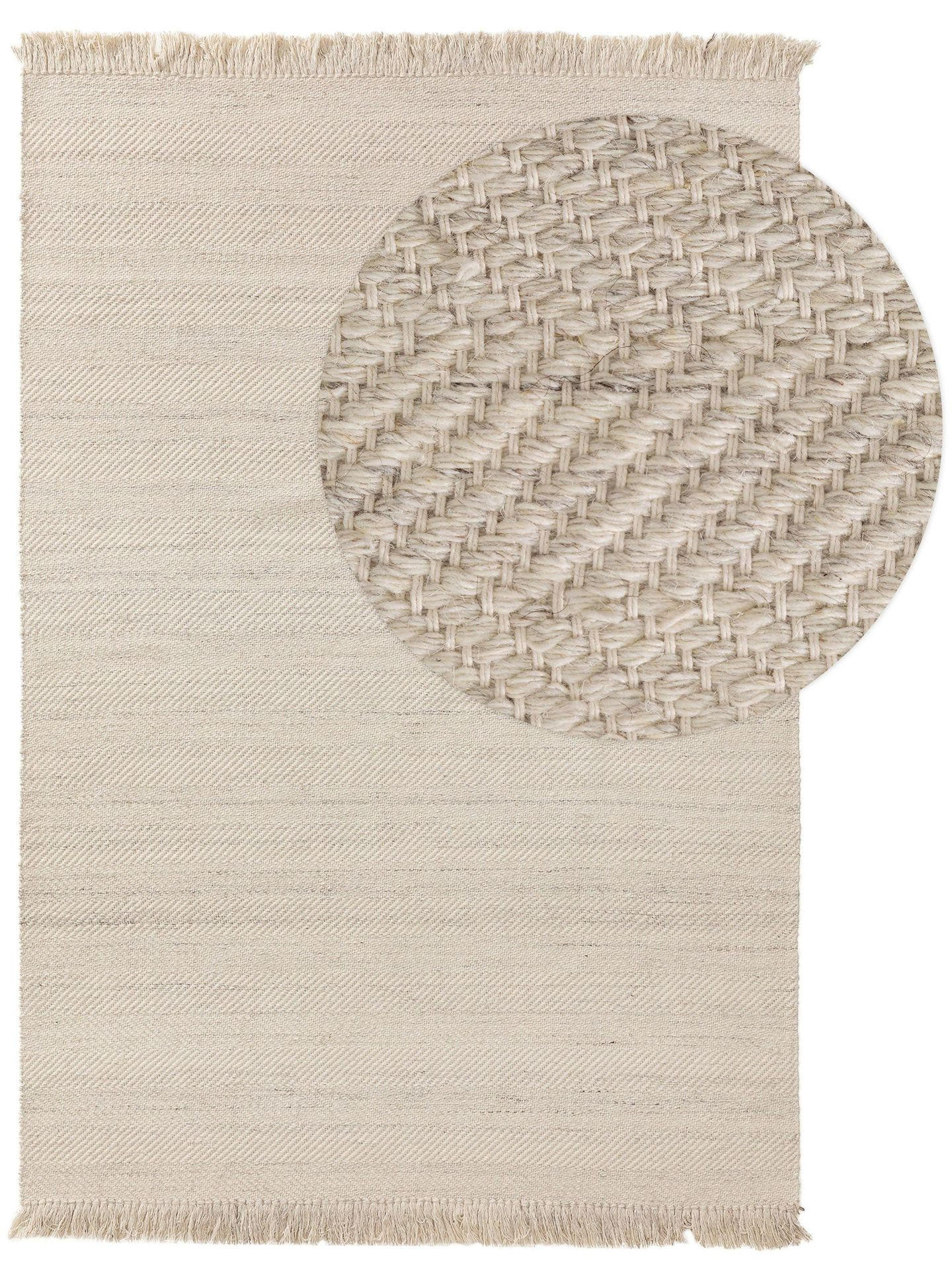 TEPPICH Wollteppich Lars Beige - Beige, Naturmaterialien/Kunststoff (120/1cm) - KUNSTLOFT