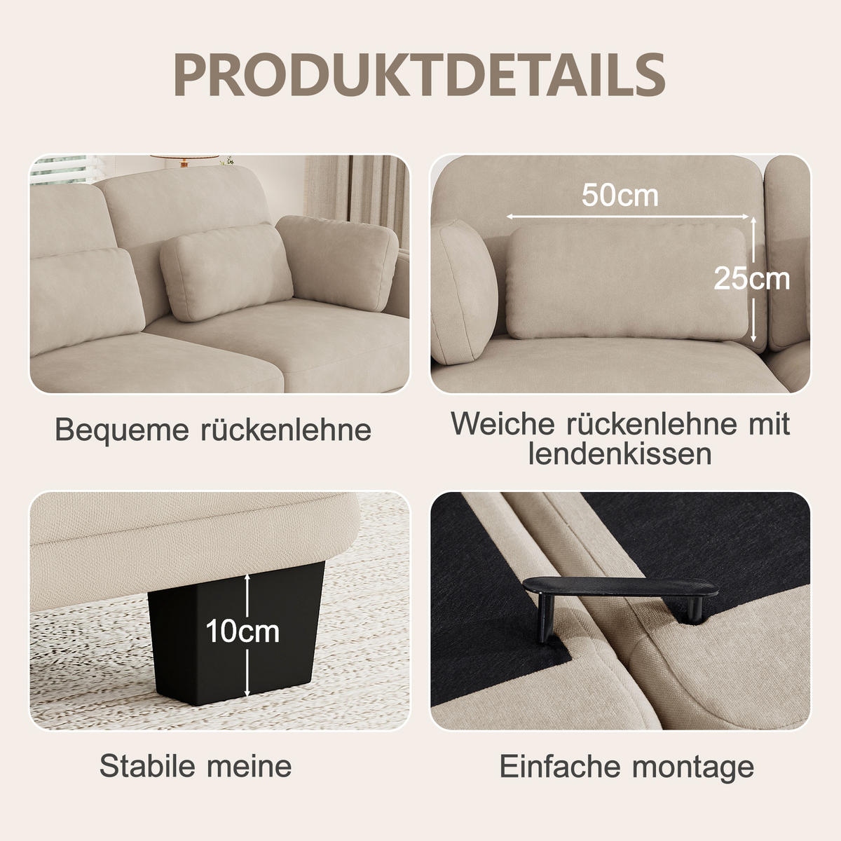 ECKSOFA 2-Sitzer L-Form mit Ottomane, DE-42686, Hellbraun - Hellbraun, Holz (176/143cm) - ComfortXL