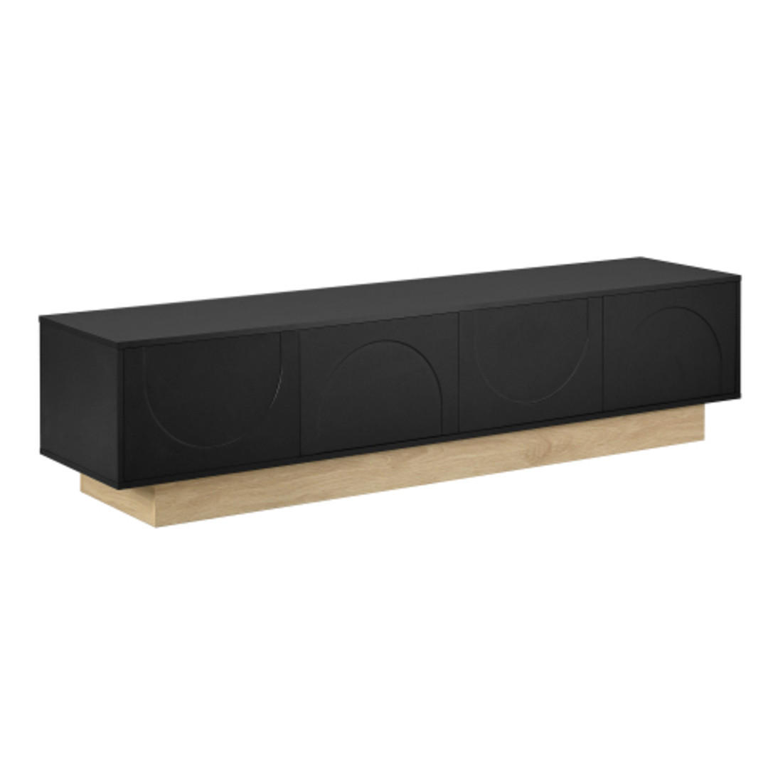 SIDEBOARD mit Holzmaserung schwarz 175×40×41,5 cm aus MDF - Schwarz, Holzwerkstoff (175/41.5/40cm) - Luhomfu