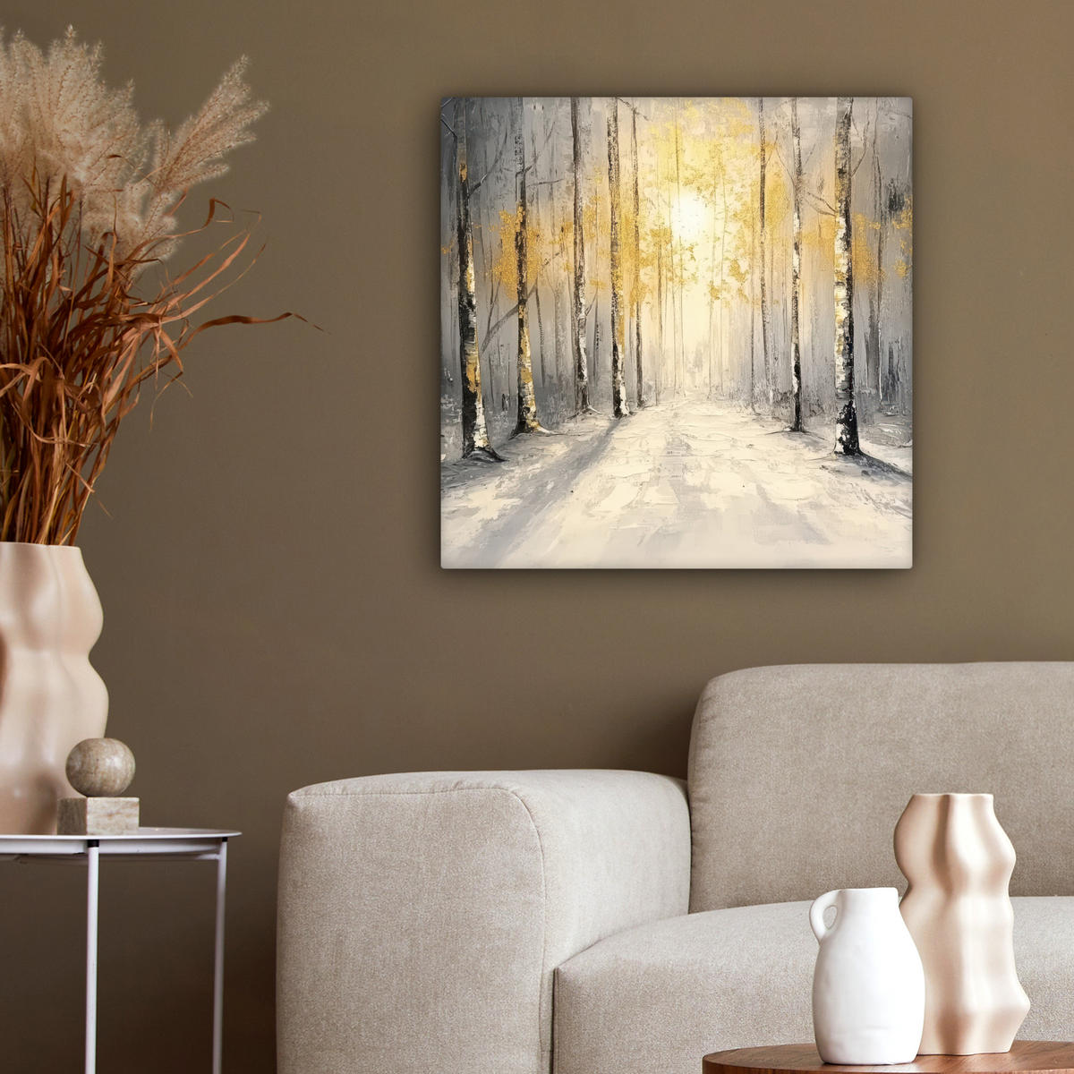 LEINWANDBILD Winter - Abstrakt - Schnee - Natur - Sonne 50x50 cm - Grau, Textil (50/50cm) - MuchoWow