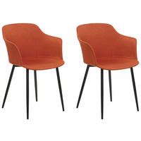 ESSZIMMERSTUHL 2er-Set orange/schwarz Elim - Schwarz/Orange, Textil (59/82/45cm) - Beliani