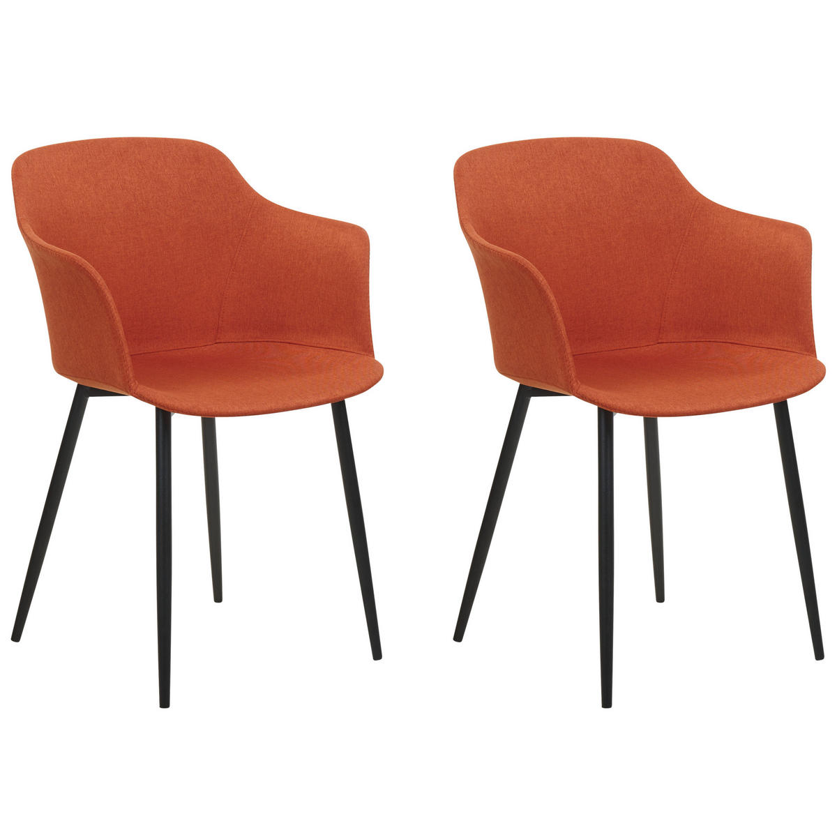 ESSZIMMERSTUHL 2er-Set orange/schwarz Elim - Schwarz/Orange, Textil (59/82/45cm) - Beliani