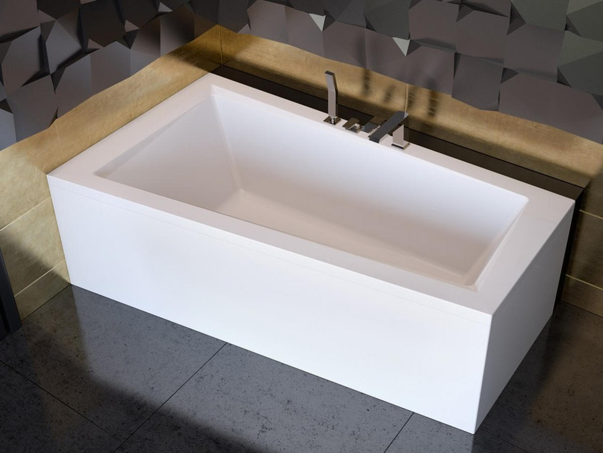BADEWANNE Eckwanne INTIMA 150/85 Links + Schürze + 2 Kopfstützen KODI Ablauf Füße - Weiß, Kunststoff (85/55.5/150cm) - bad land