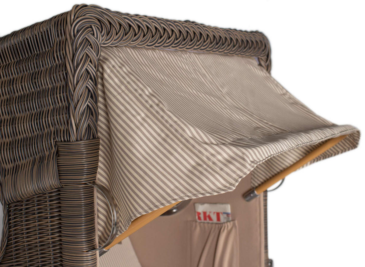 STRANDKORB Düne Single Teak 1-Sitzer - Taupe/Braun, Holz/Textil (96/165/80cm) - Mr. Deko