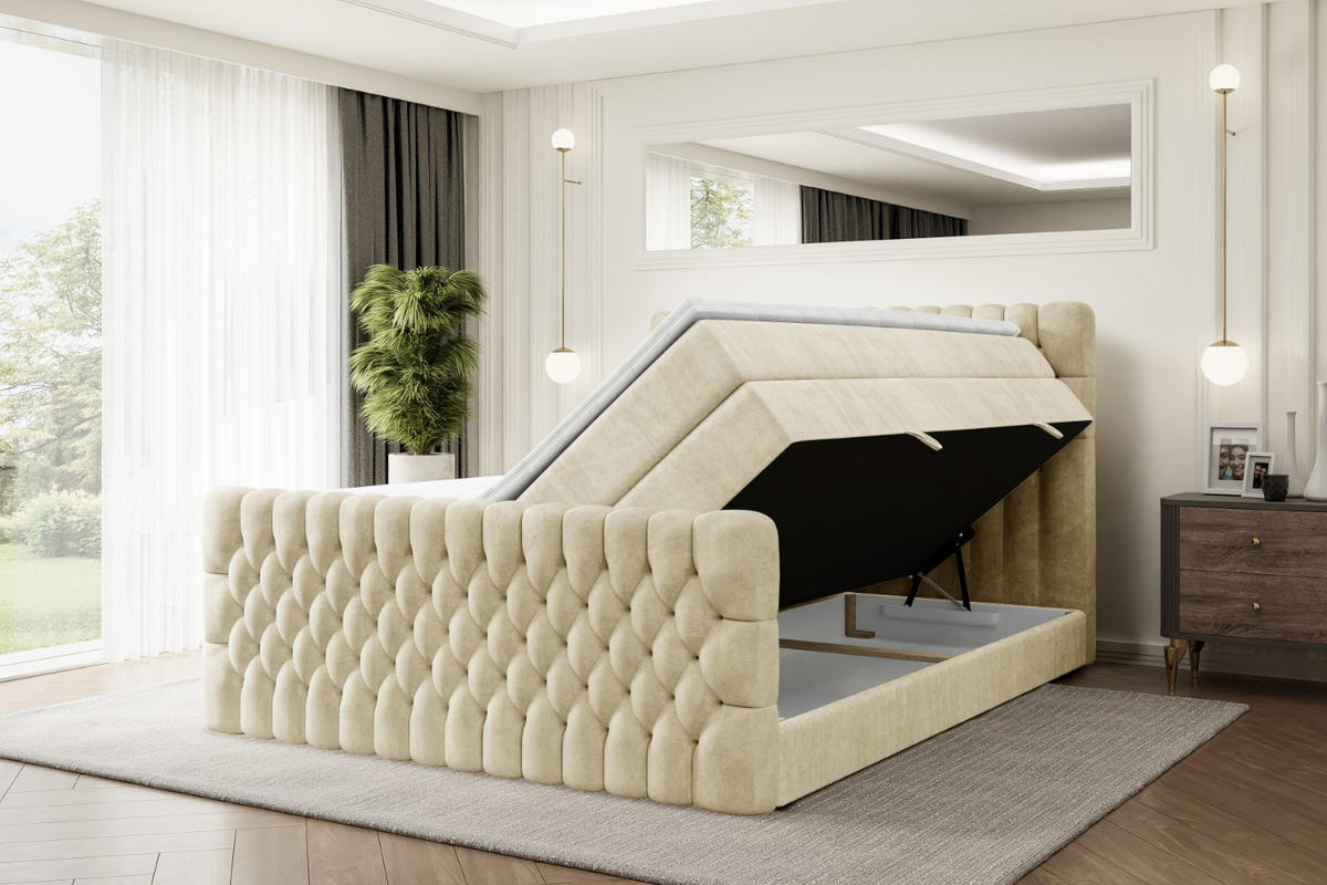 BOXSPRINGBETT SERENE-Z KING - 120 x 200 - H3/H4 - Beige - Beige, Holzwerkstoff (120/200cm) - ALTDECOR