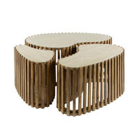 COUCHTISCH-SET LORETO ORGANIC 3-teilige Satztische mit Travertin-Keramik - Braun, Holz (52/90/40cm) - alesvelt