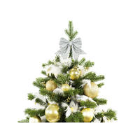 WEIHNACHTSBAUM künstlicher 60 cm mit LED-Beleuchtung, GOLDWEIHNACHTEN II, mit 34 Weihnachtsbaumschmuck, Pflanztopf mit Jutesack - Champagner/Silberfarben, Kunststoff/Stein (40/60cm) - LAALU