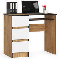 SCHREIBTISCH Eichefarben, Weiß 90x50x77 cm - Eichefarben/Weiß, Holzwerkstoff (50/90/77cm) - Akord