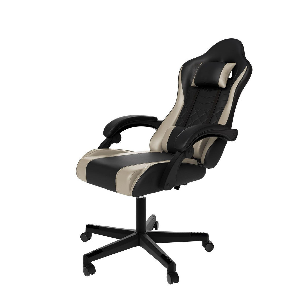 GAMINGSTUHL HyperSeat schwarz/beige - Beige/Schwarz, Kunststoff (63/131/121cm) - Juskys