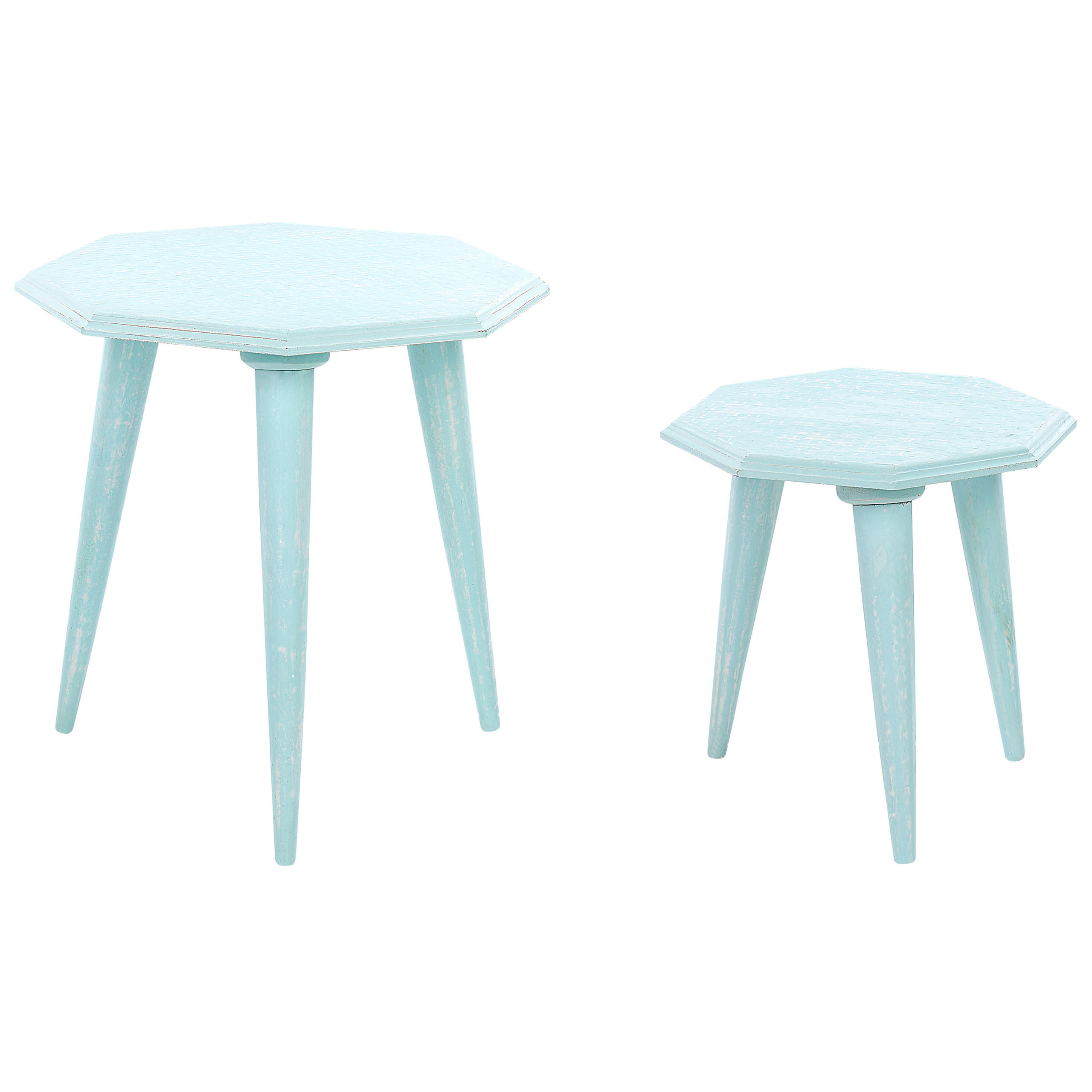 BEISTELLTISCH 2er-Set Achteckig Blau Kanri - Blau, Holzwerkstoff (42/42cm) - Beliani