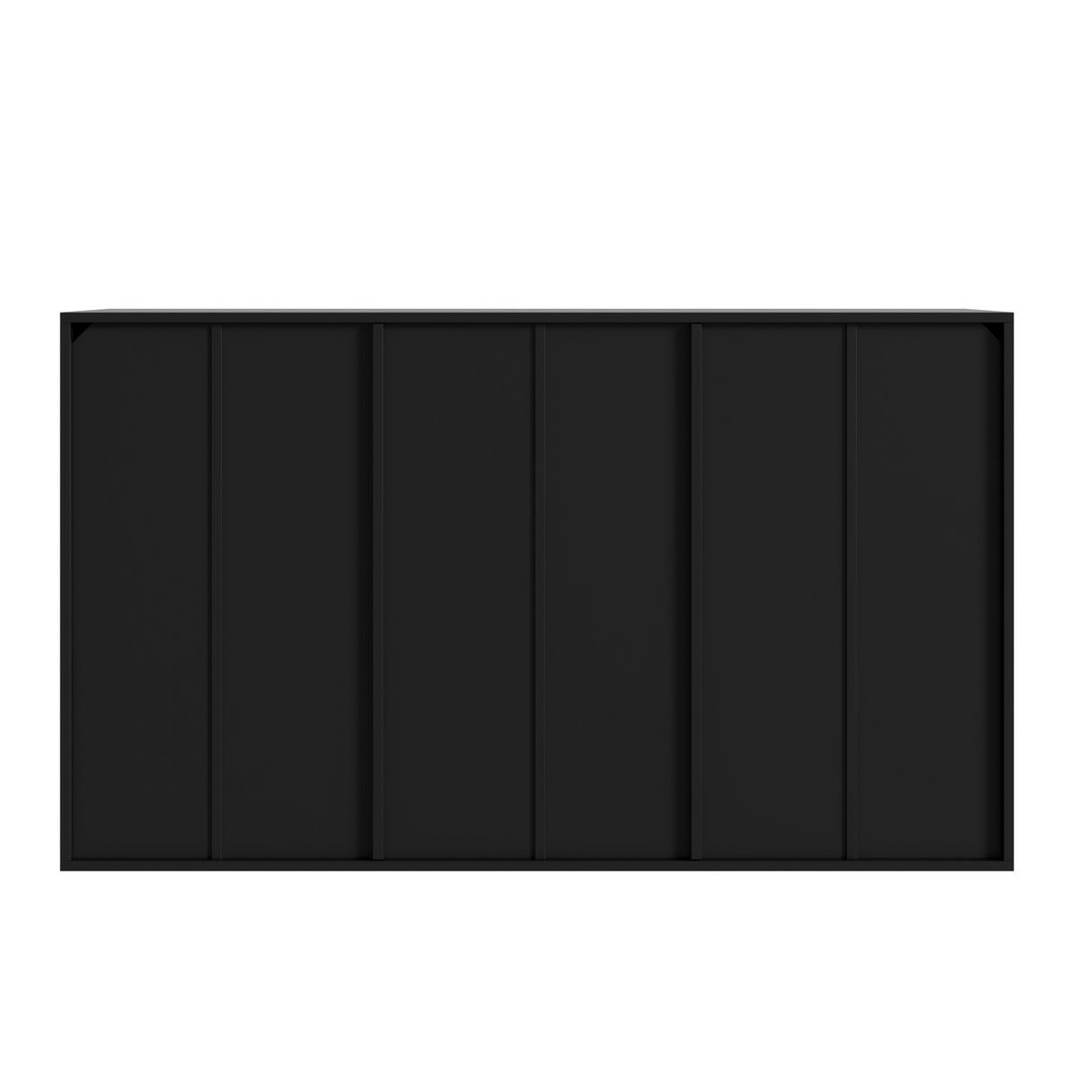 SIDEBOARD 140x40x82cm Schwarz mit LED und 3 Türen - Schwarz/Naturfarben, Holzwerkstoff (140/82/40cm) - FLIEKS