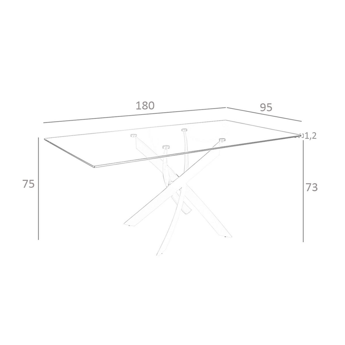 ESSTISCH Esstisch Rechteckig gehärtetes Glas aus verchromter Stahl 180/95/75 cm - Edelstahlfarben/Transparent, Metall (95/180/75cm) - ANGEL CERDA