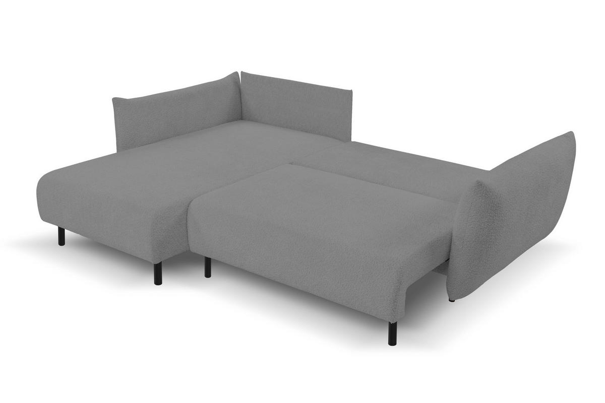 ECKSOFA ADEL mit Schlaffunktion und Bettkasten, L-förm, Metallbeine, verstellbar lose Rückenkissen, freistehend, LINKS, 171x257x90 cm, Light Grey - Hellgrau, Holz/Textil (171/257cm) - DomoHome