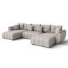 WOHNLANDSCHAFT Antalya Beige 382/190/91 cm – Sofa mit Bettfunktion - Beige/Schwarz, Kunststoff/Textil (382/91/190cm) - AX Living