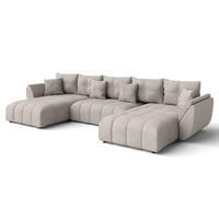 WOHNLANDSCHAFT Antalya Beige 382/190/91 cm – Sofa mit Bettfunktion - Beige/Schwarz, Kunststoff/Textil (382/91/190cm) - AX Living
