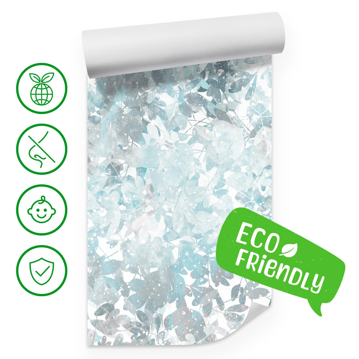 FOTOTAPETE für Wohnzimmer Blätter Abstraktion 200x140 - Blau/Weiß, Papier (200/140cm) - Muralo