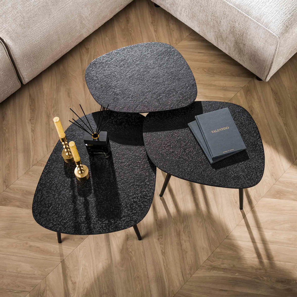 COUCHTISCH Jay Grau 51/62/36 cm 3er-Set - Grau, Metall (51/62/36cm) - Hoyz Collection