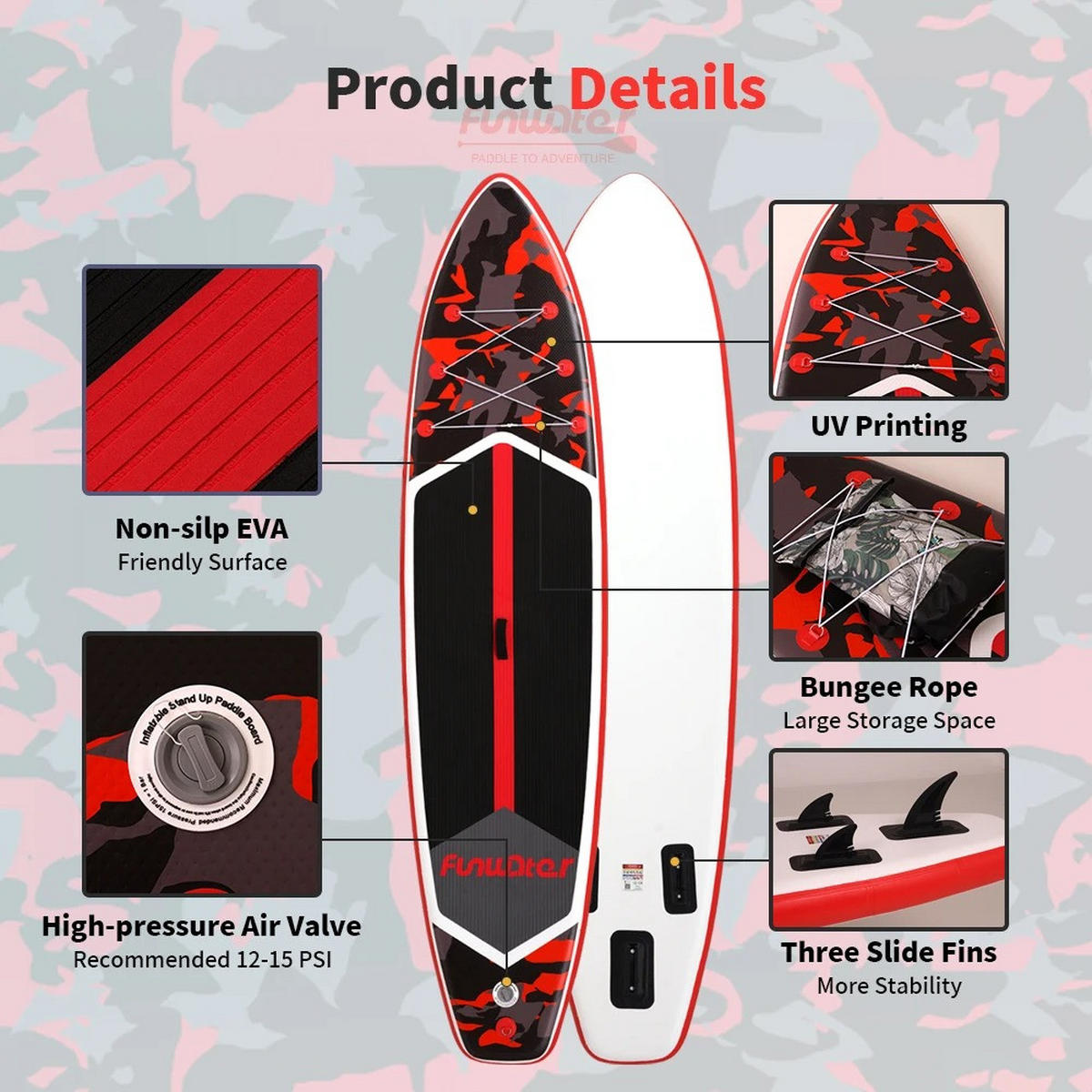 STAND-UP PADDLE BOARD FW32A 350X84X15CM - Rot/Schwarz, Kunststoff (84/350cm) - Kaket