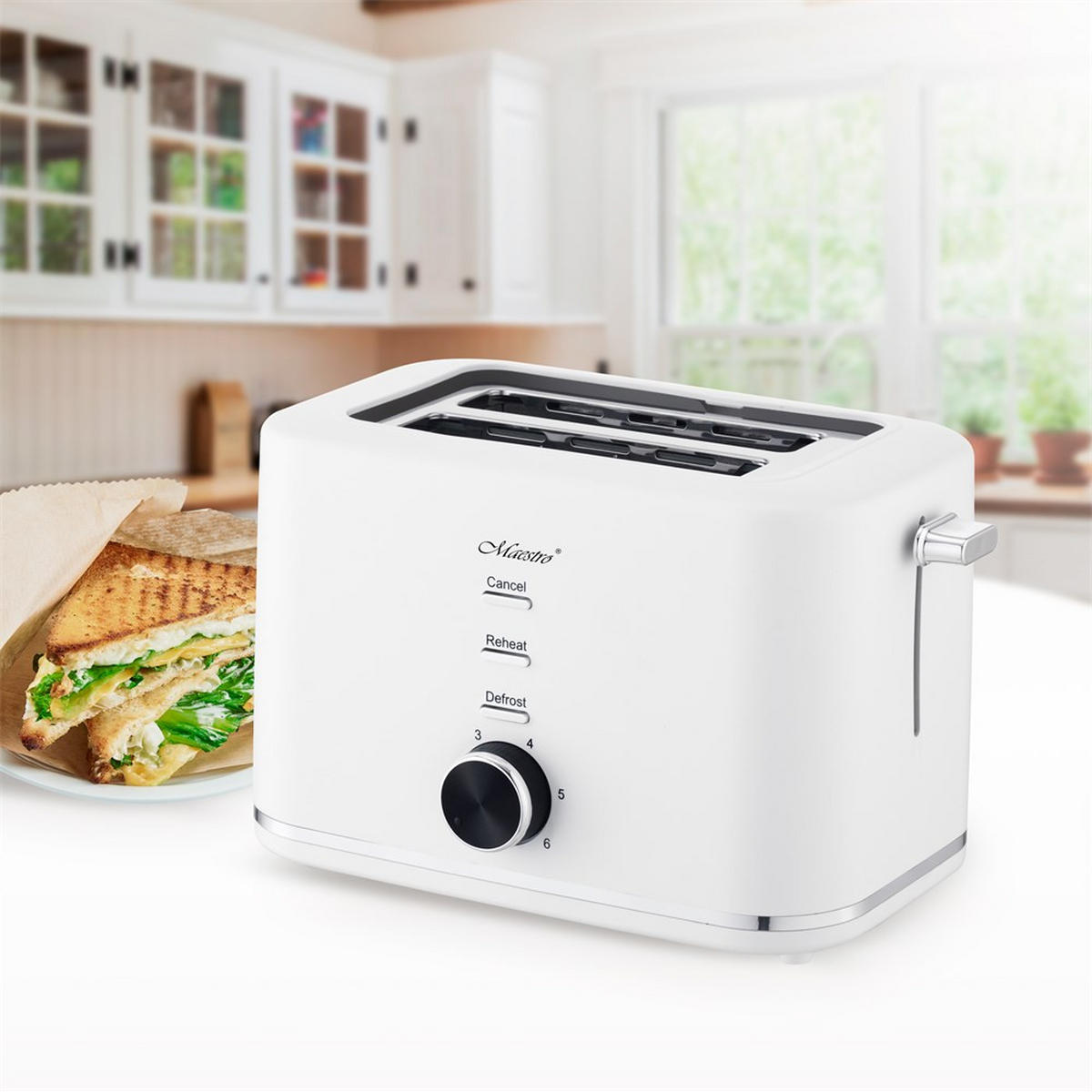 TOASTER Weiß 26/14.5/16.5 cm MR703 - Weiß, Kunststoff (14.5/16.5/26cm) - Maestro 