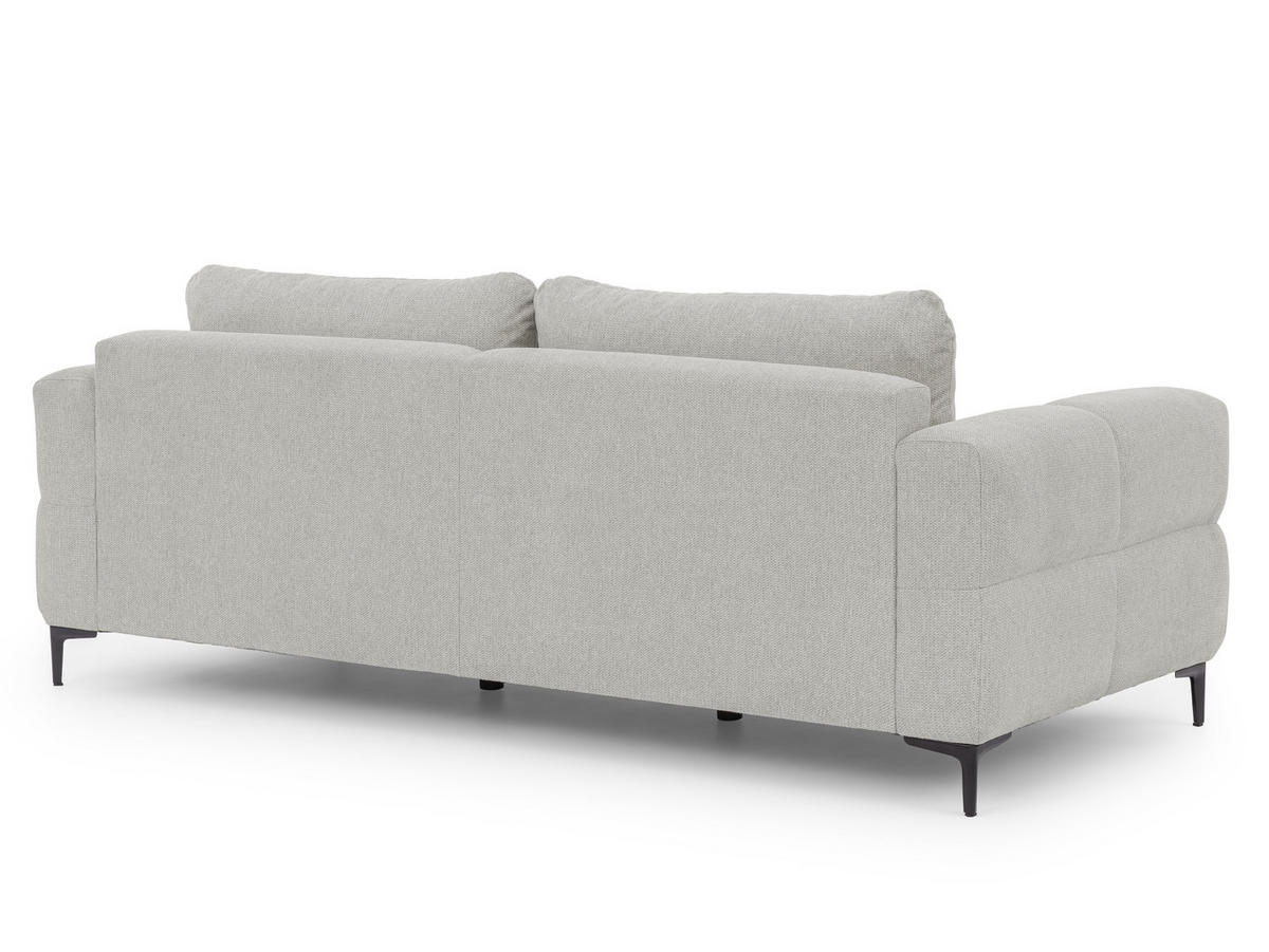 SITZGARNITUR 3+2+1 Cardea in Bubble-Optik aus weichem Hellgrau Strukturstoff mit hohem Sitzkomfort - Hellgrau/Schwarz, Holz/Textil (217/80/97cm) - S-Style Möbel