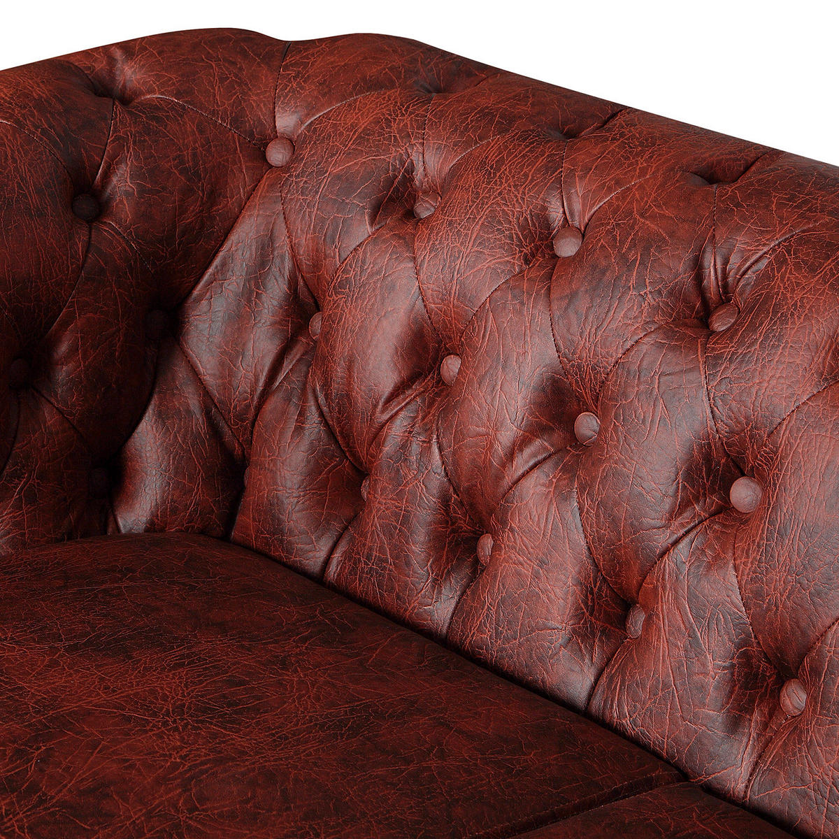 2-SITZER SOFA - Bordeaux/Dunkelbraun, Kunststoff (148/72/86cm) - home24