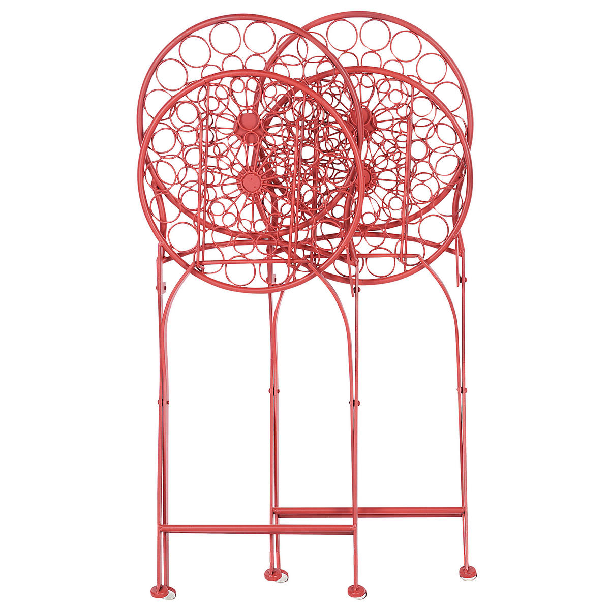 GARTENSTUHL 2er-Set Eisen rot Scario - Rot, Metall (40/94/47cm) - Beliani