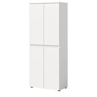 MEHRZWECKSCHRANK weiß 70 x 175 cm, Stauraumschrank 4-türig mit 9 Fächern - Schwarz/Weiß, Holzwerkstoff/Kunststoff (70/175/37cm) - Inn.Furn