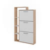 SCHUHKIPPER Orlando Weiß/Sonoma 80 x 128.3 cm mit 3 Klappfächern - Weiß/Sonoma Eiche, Holzwerkstoff (80/128.3/18.2cm) - Vicco