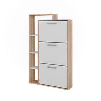 SCHUHKIPPER Orlando Weiß/Sonoma 80 x 128.3 cm mit 3 Klappfächern - Weiß/Sonoma Eiche, Holzwerkstoff (80/128.3/18.2cm) - Vicco