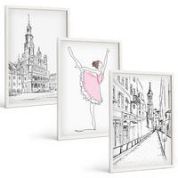 BILDER SET 3er Set - 40x60 cm Weißer Rahmen - Stilvolle Ballerinen und Architektur - Weiß, Kunststoff (40/60cm) - TULUP