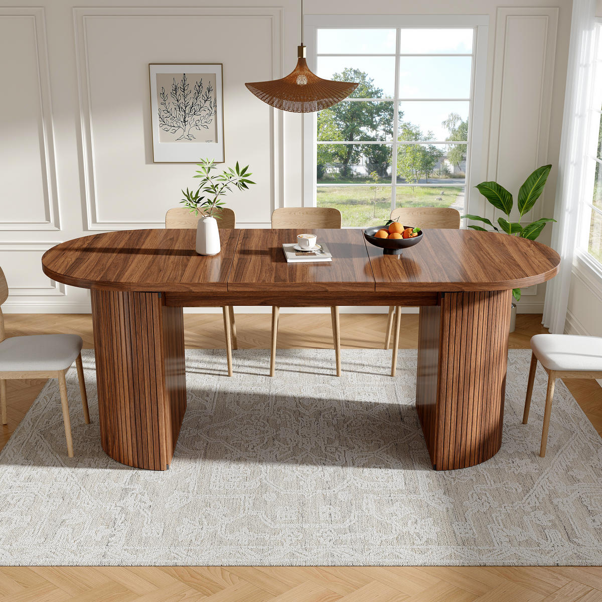 ESSTISCH in Natufarben Ausziehbarer Küchentisch mit verstecktem Stauraum, für Küche, Arbeitszimmer und Wohnzimmer - Dunkelbraun, Holzwerkstoff/Metall (160/80/76cm) - STILVORA