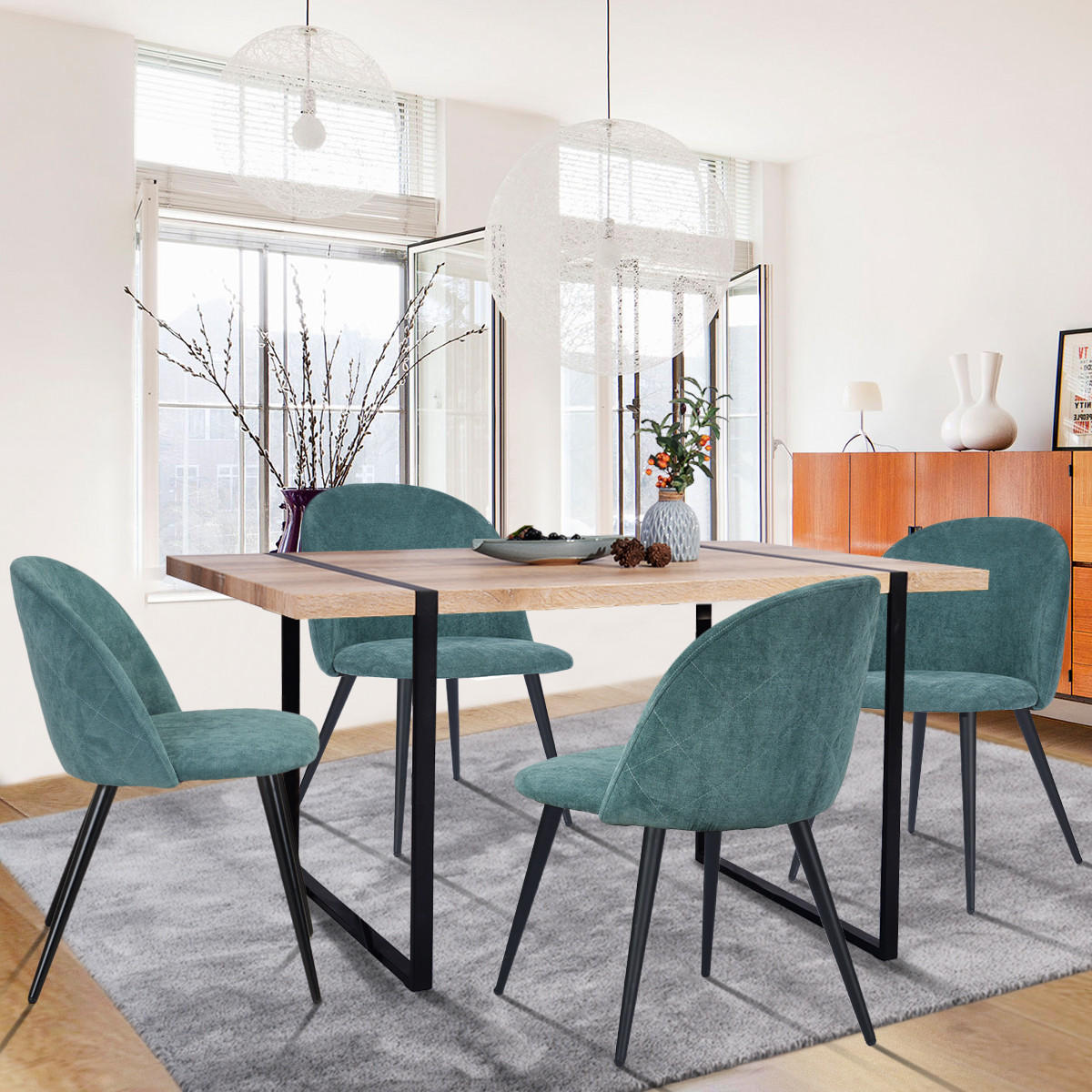 STUHL 2er-set Grün - Schwarz/Grün, Holzwerkstoff/Textil (53/78/54cm) - Urban Meuble