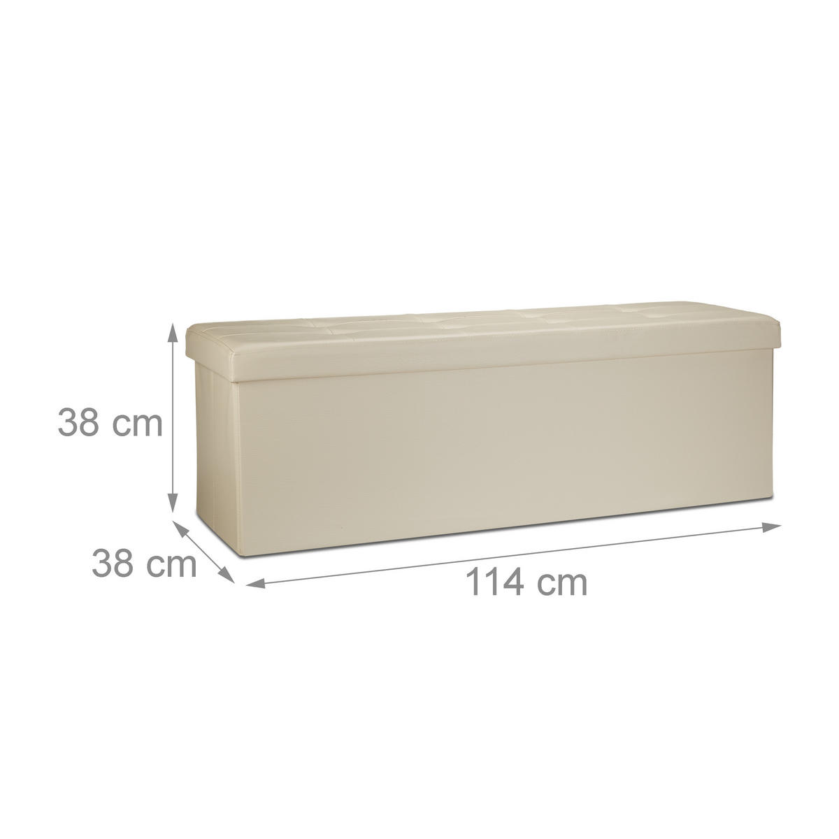 FALTBARE Sitzbank - Creme, Holzwerkstoff/Kunststoff (38/38/114cm) - Relaxdays