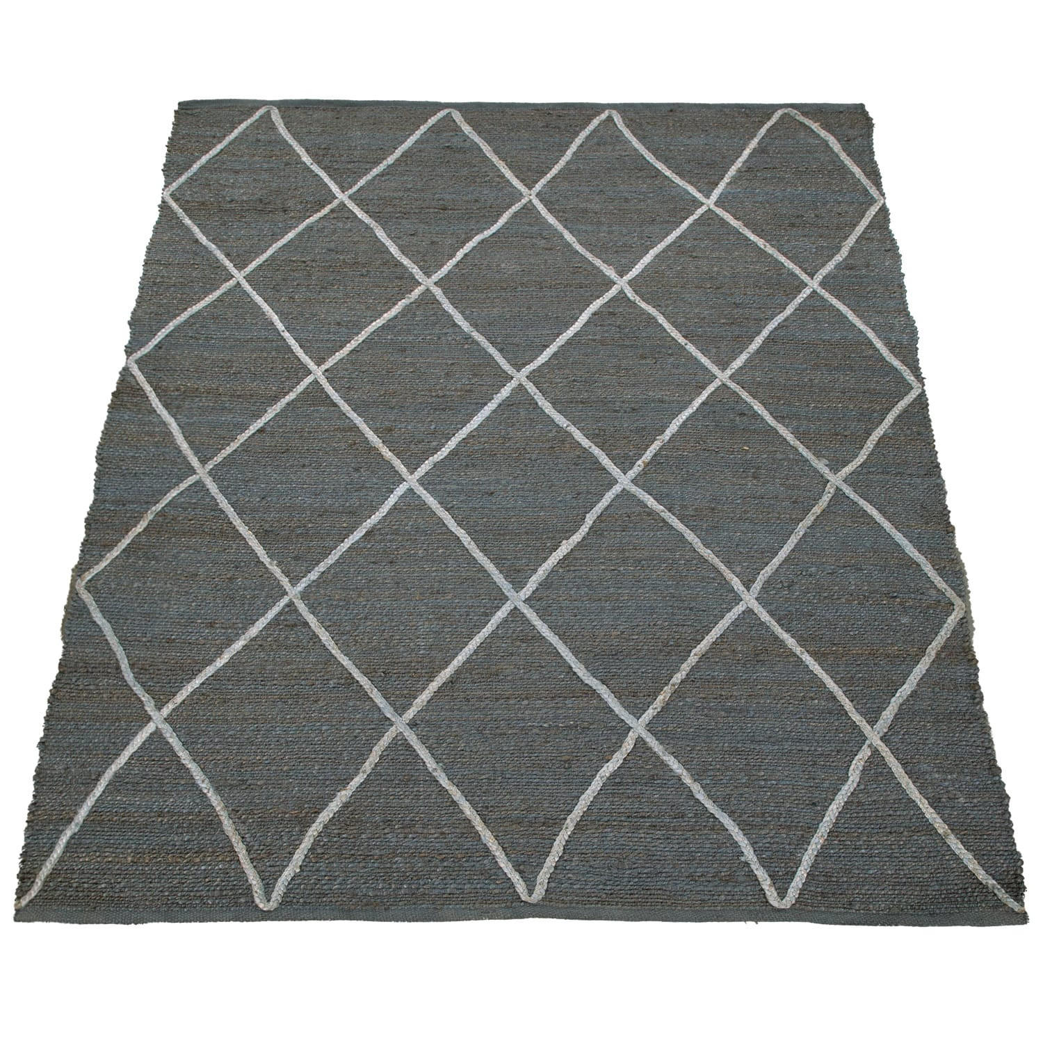JUTETEPPICH handgewebt wendbar, mit Rautenmuster, Anthrazit, 160 x 230 cm - Anthrazit, Textil (160/230cm) - KADIMA DESIGN