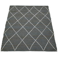 JUTETEPPICH handgewebt wendbar, mit Rautenmuster, Anthrazit, 160 x 230 cm - Anthrazit, Textil (160/230cm) - KADIMA DESIGN