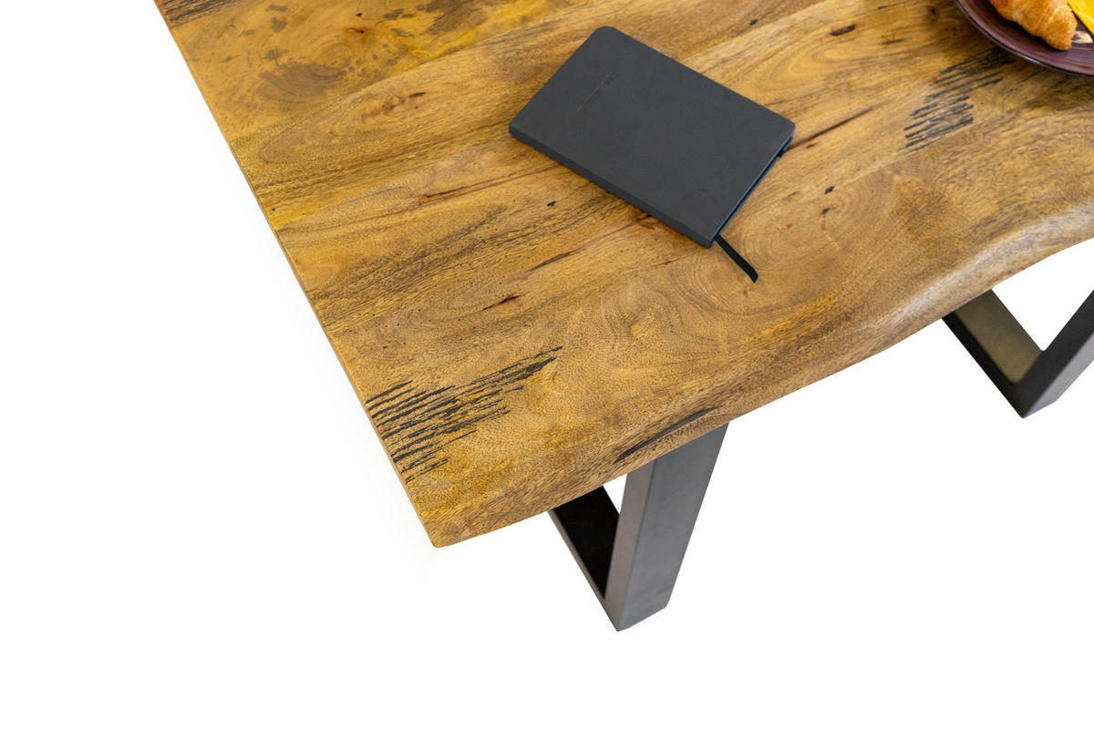 ESSTISCH TIGER - Beige/Schwarz, Holz/Metall (80/140/77cm) - SAM