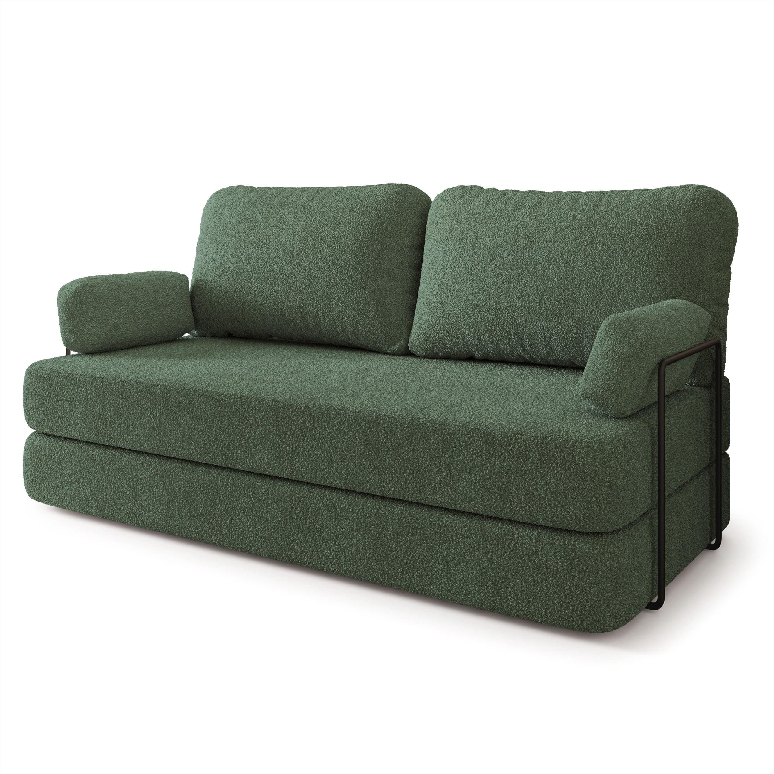 BETTSOFA NIKSI aus Schaumstoff Bucle-Stoff Grün Schlaffunktion - Grün, Textil (170/86/80cm) - MASSENO