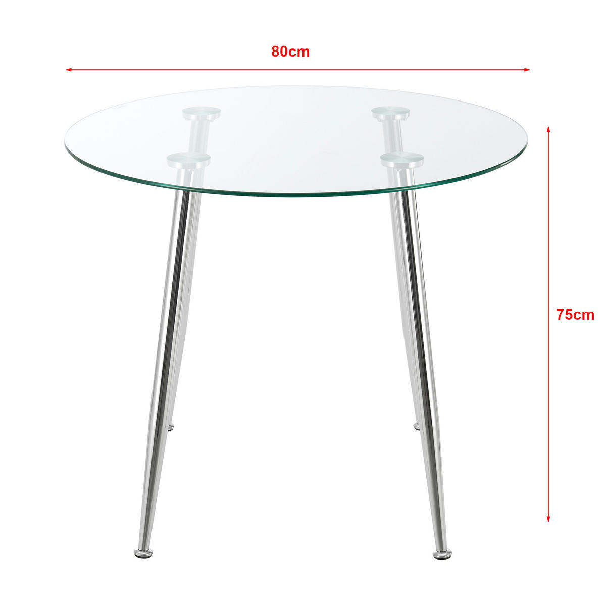 ESSTISCH Humppila - Chromfarben/Transparent, Glas/Metall (80/80/75cm) - [en.casa]