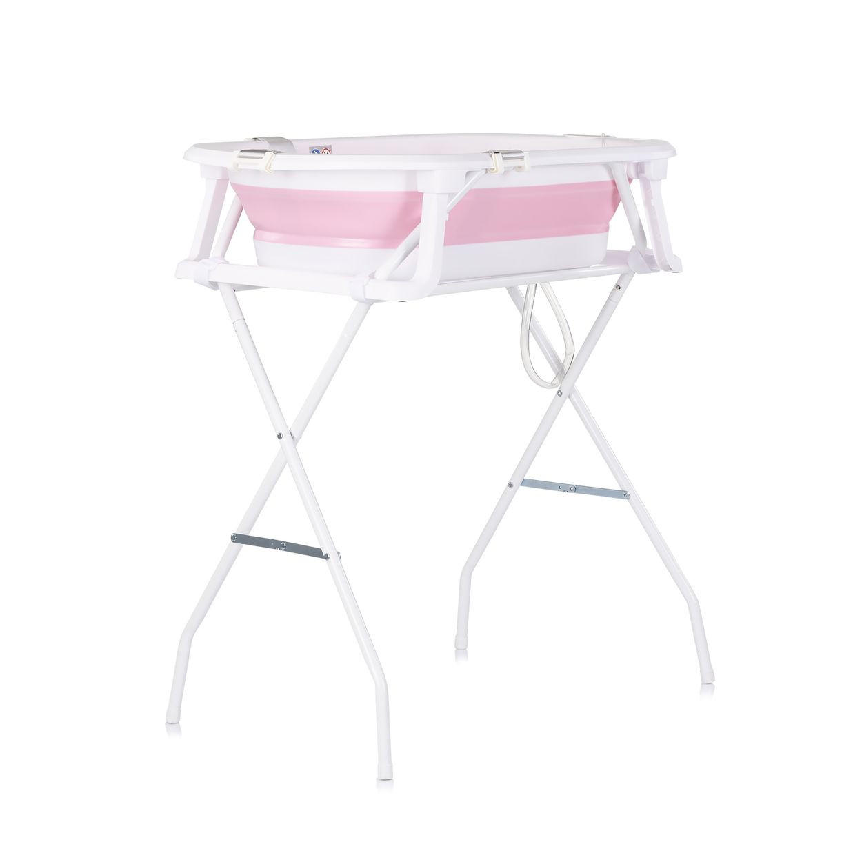 BABYBADEWANNE-SET Malibu 78 cm rosa Ständer, klappbar, Thermometer, Ablauf - Rosa, Kunststoff (47/78cm) - Chipolino
