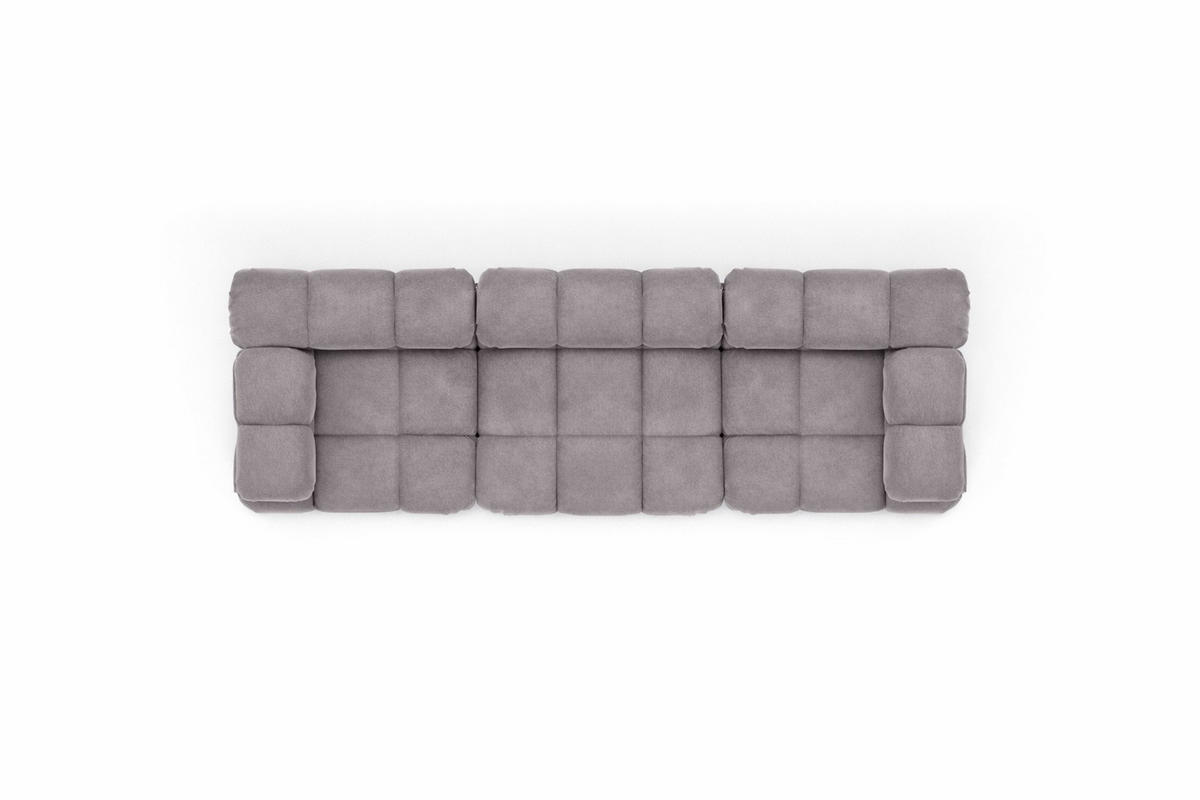 COUCH, 3-Sitzer Modular, Veloursstoff Salvador, Grau, Selia - Grau, Holz (285/70/95cm) - Kaiser Möbel
