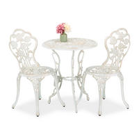 3-tlg.GARTENMÖBEL-SET - Weiß, Metall - Relaxdays