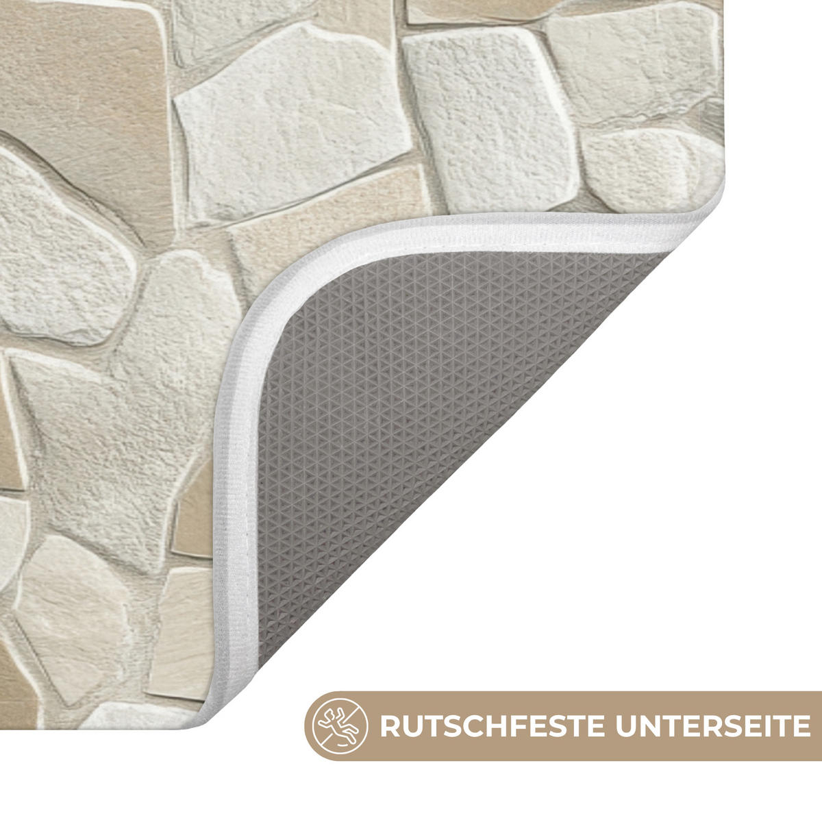 KÚPEĽŇOVÁ PREDLOŽKA Mozaika - Kamienky - béžová 120x60 cm - krémová/béžová, textil/plast (120/60cm) - OnlyWow