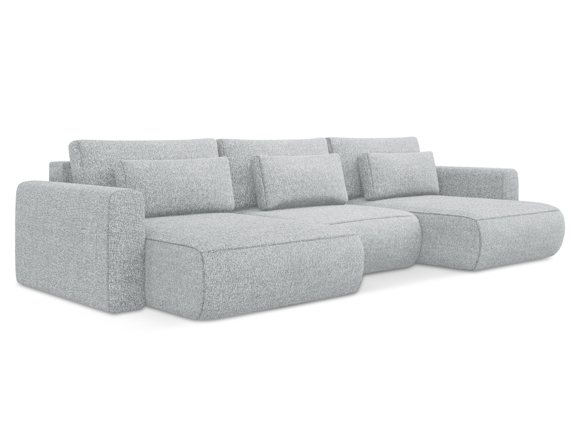 WOHNLANDSCHAFT Strukturstoff Stoff Grau - Silberfarben/Schwarz, Kunststoff/Textil (340/82/149cm) - Makamii